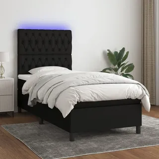 Design New Bettrahmen inkl. Lattenrost - Boxspringbett mit Matratze & LED Schwarz 90x200 cm Stoff - Klassische Betten Möbel2025 CHY9019533 5parcel - Schwarz