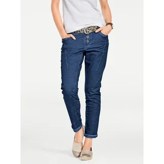 Boyfriend-Hose HEINE, Damen, Gr. 46, Normalgrößen, blau, 97% Baumwolle, 3% Elasthan, Rückseite:95% Baumwolle, 5% Elasthan, unifarben, lang, Hosen Boyfriend-Hose