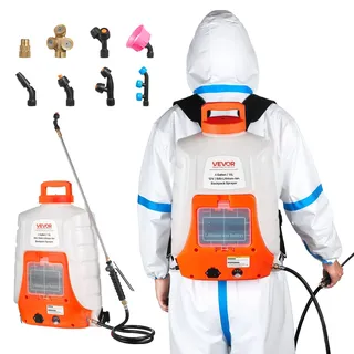 VEVOR Akku Drucksprüher 15L Rückensprüher 8Ah-Lithium-Ionen-Akku Drucksprühgerät 90PSI Düngersprüher 4,1L/min Gartensprüher mit Schultergurte Pflanzensprüher Gartenbewässerung Desinfektion Autowäsche