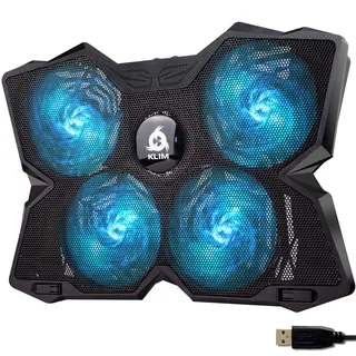 KLIM Wind Laptop Kühler - Mehr als 500 000 verkaufte Einheiten - NEU - Laptop Cooling Pad - USB Powered - Stabil und leise - 4 Lüfter - Laptop Cooler Für PC, Mac, Xbox, PS4-15-17 Zoll - Blau