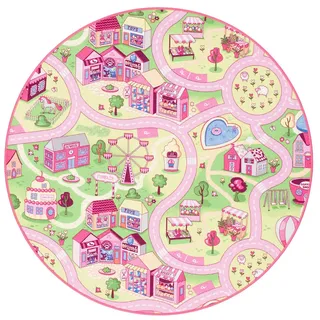 Snapstyle Kinder Spiel Teppich Girls Village Rund in 7 Größen
