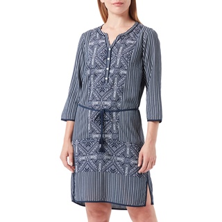 TOM TAILOR Damen Tunic Kleid mit Allover-Print 1027298, 25701 - Navy White Ethno Design, 38