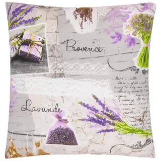 Zierkissen , Grau, Grün, Violett , Textil , Floral , Füllung: Schaumstoff, Vlies , 40x40 cm , Made in Germany , Gartenmöbel, Gartenpolster & Auflagen, Gartenkissen