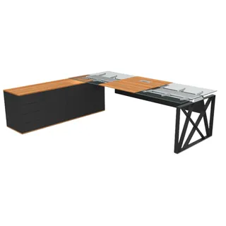 Schreibtisch Sideboard Büromöbel Büroeinrichtung Möbel Holzmöbel Schreibtische - Schwarz