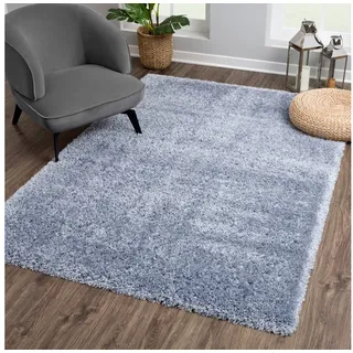 Sanat Hochflor-Teppich »Porto« rechteckig 45 mm Höhe Wohnzimmer, Langflor, Shaggy, auch als Läufer, blau