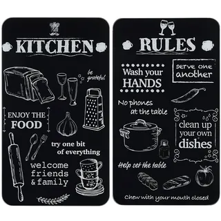 Maximex Herd-Abdeckplatte Universal Modell KITCHEN RULES schwarz-weiß