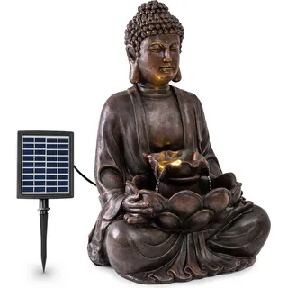 blumfeldt Dharma Solarbrunnen, Gartenbrunnen, Zierbrunnen, Dekobrunnen, Solarbetrieb, LED-Beleuchtung, 48 x 72 x 41 cm (BxHxT), Material: Polyresin, für drinnen und draußen, bronze - Braun