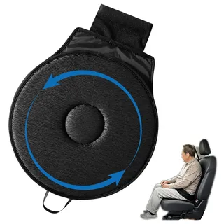 Generisch 360 Drehbares Sitzkissen, Rutschkissen Drehbares Autositzkissen Rundes, Tragbares Memory-Schaumstoff Auto Drehsitzkissen Für Senioren Behinderte (Schwarz)