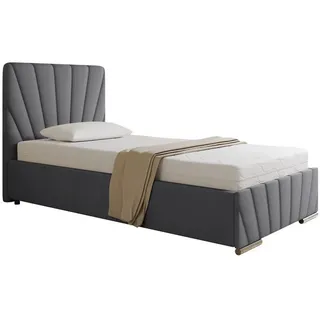 panda möbel Polsterbett RAY - Komfortbett mit Stauraum, Einzelbett, Grau, 100x200cm, Bonellfederkernmatratze, H3 - Grau