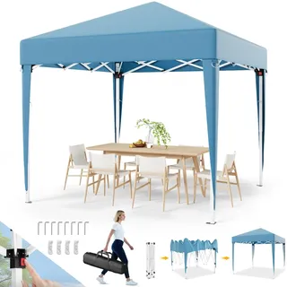 Devoko Pavillon,Pavillon 2x2 Wasserdicht Stabil Winterfest 3-fache Höhenverstellung,Faltpavillon UV Schutz 50+,Pavillon Faltbar,Pavillion mit Tragetasche,Für Garten Outdoor Camping,Blau