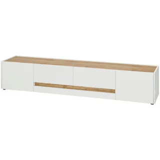 Furn.Design Tv-Lowboard weiß, Eiche Wotan 223 cm, TV-Unterteil Xxl , Holzwerkstoff , Nachbildung,Eiche , Uni, Holz Optik , 223x40x45 cm , Wohnzimmer, TV Möbel, Lowboards, Lowboards stehend