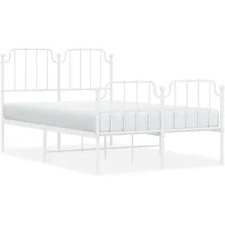 vidaXL Bettgestell mit Kopf- und Fußteil Metall Weiß 120x200 cm - Weiß
