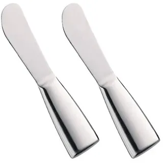 Cilio Buttermesser 2er-Set aus mattierten Edelstahl, Für Butter, Schmalz und Pastete, Zum Verstreichen von Marmelade, Spülmaschinenfest, 14 cm, Frühstücksmesser, Dessertmesser