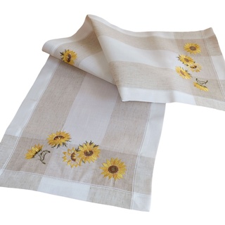 Raebel OHG Tischläufer - 40 x 140 cm ecru x beige-bunt Stickerei ''Sonnenblumen''