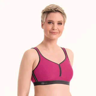 Sport-BH ANITA ACTIVE "Performance", Damen, Gr. 75, Cup B, grau (pink, anthrazit), Stoff, Obermaterial: 62% Polyamid, 21% Polyester, 17% Elasthan, Mesh, clean, matt, unifarben, Basic, BHs Sport-BH, Cup A-E, vorgeformte Cups, verstellbare Träger, atmungsaktiv, nahtlos