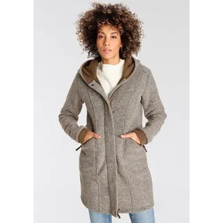 POLARINO Strickmantel, atmungsaktiv und wärmeisolierend. Strickoptik außen, Fleece innen., beige