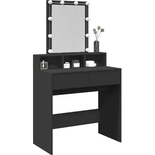 vidaXL Schminktisch mit LED-Beleuchtung Schwarz 80x41x144,5 cm - Schwarz