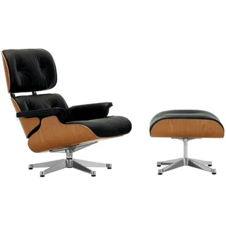 Vitra Lounge Chair XL und Ottoman schwarz, Designer Charles & Ray Eames, 84/63x89/42x85-92/56 cm