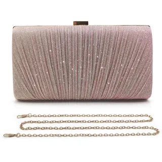 Pahajim Damen Clutch Glitzer Tasche Abendtasche Damen Elegante Kleine Handtasche Brauttasche Umhängetasche für Hochzeit Party Date (Roségold)