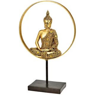 XXXL BUDDHA Schwarz, Goldfarben - 26x39.5x11 cm