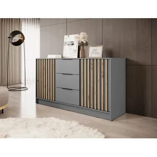MINIO Kommode NELLY 3D Artisan Eiche / Grau - Braun, Bronze, Hellbraun, Dunkelbraun, Grau, Hellgrau, Dunkelgrau