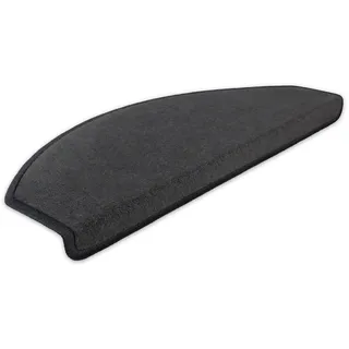 Metzker Stufenmatten Treppenmatten Uni Anthrazit 15 Stück Halbrund | Treppenteppich von DAS TEPPICHWERK - Trittfläche ca. 65x24cm incl. Klebeband