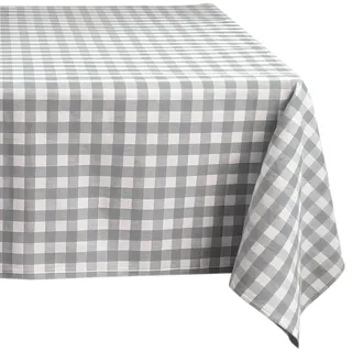 Comart, Quadratische Tischdecke für Küche und Außenbereich, schmutzabweisend, 100% Polyester, Kariertes Design, maschinenwaschbar, elegant und strapazierfähig, rechteckig 132 x 228 cm, Farbe Grau
