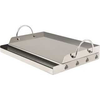 BBQ-Toro Edelstahl Grillplatte | 64 x 40,5 cm | BBQ Plancha passend für Weber Grill - Silber