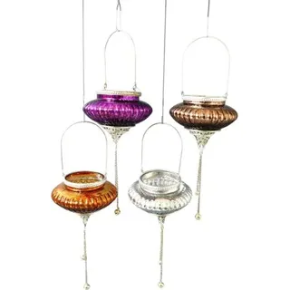 Boho Glaswindlicht zum Hängen, klein Boho Glaswindlicht zum Hängen, klein - violett