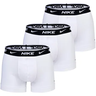 Nike Herren Boxershort 3er Pack - Trunks, Logobund, Cotton Stretch Weiß S