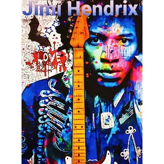 KUSTOM ART Dekoratives Poster für die Wand, Serie Pop Art, Illustration Jimi Hendrix Love, Kunstdruck auf beschichtetem Papier, 40 x 30 cm, ohne Rahmen