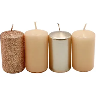 Dekohelden24 Adventskerzen H 7 cm Ø 4 cm beige