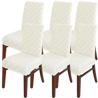 LANSHENG Stuhlhussen 6er Set, Waschbarer Stuhlhussen Schwingstühle, Beige