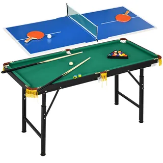 Sportnow Multigame Spieletisch Multifunktionstisch inkl. Tischtennis Billardtisch Grün , Blau , Holzwerkstoff , 63x140 cm , Freizeit & Co, Sport & Fitness