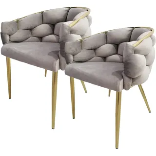 Kayoom Polsterstuhl »Stuhl Grace 125 2er-Set, Gestell aus Eisen, bequem gepolstert« (Set) 2 Stk.Graziöses Design, absolutes Eye-Catcher, geflochtener Rücken