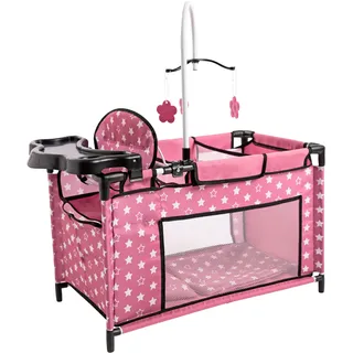Bayer Design 62676AA Puppenbett mit Schrank, Sitz, Mobile, Ablage, Bettdecke, Kissen, Puppenzubehör