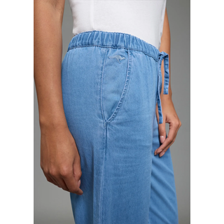 Weite Jeans KANGAROOS, Damen, Gr. 44, N-Gr, blau washed, Denim/Jeans, Obermaterial: 100% Baumwolle, unifarben, bequem lang, Jeans Weite Jeans, weiteres Bein, hohe Leibhöhe, elastischer Bund mit Gummizug