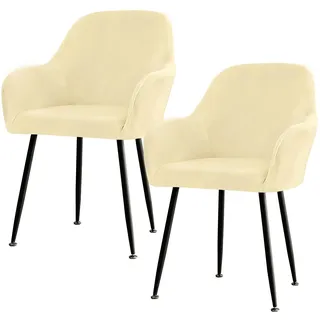 Betylifoy Stretch Stuhlbezug Stuhlhusse 2er Set, Elastischer Stuhlbezug Stuhlhussen mit Armlehne Abnehmbare Stuhlbezug Schwarz Schonbezug für Esszimmer Wohnzimmer Hochzeit, Partys Deko (Beige)