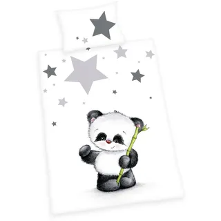 Herding Baby Best Kleinkinder-Bettwäsche-Set, Jana Panda Wendemotiv, Bettbezug 100 x 135 cm, Kopfkissenbezug 40 x 60 cm, Baumwolle/Renforcé