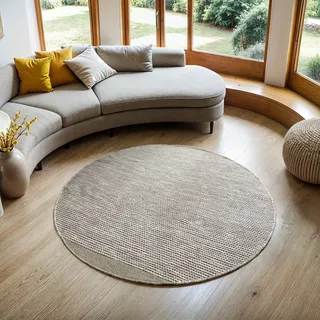 Myflair Möbel & Accessoires Wollteppich »Anisa« rund 10 mm Höhe Wendeteppich, meliert, reine Wolle, handgewebt, Wohnzimmer Myflair Möbel & Accessoires creme, grau B : cm Ø cm 1 Stk.