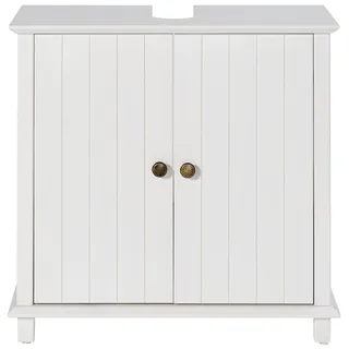 Home affaire Waschbeckenunterschrank »Vili« Breite 60 cm, Badezimmerschrank aus Massivholz, Metallgriffe, weiß