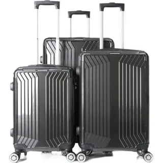 Reisekoffer Koffer 3 tlg Trolley Set Kofferset Gepäck Polycarbonat schwarz - Schwarz