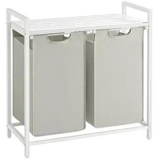 Calicosy Wäschekorb mit 2 herausziehbaren Fächern, hellgrau - L71 cm , Metall , 33x73x71 cm , Haushalt & Kleinelektro, Wäschepflege, Wäschekörbe & Wäschetonnen