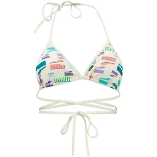 PUMA Damen Wrap Triangle Bikini Top, White Combo, L EU