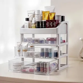 Make-up-Organizer mit Schubladen – Kosmetik-Organizer für das Badezimmer – Make-up-Aufbewahrung mit 3 Schubladen - Transparent