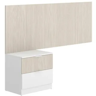 Dmora - Kopfteil Focone, Kopfende, Bettkopfteil, Kopfbrett, 146x34 h106 cm, Weiß und Eiche