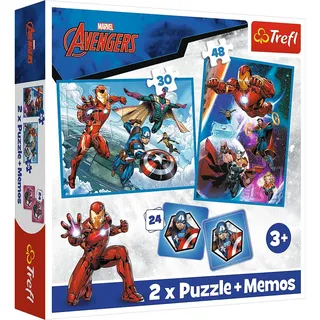 Trefl Marvel Avengers, Helden in Aktion 2X Puzzle - Memory-Spiel,
