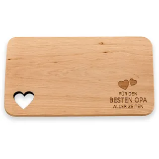 Spruchreif | Frühstücksbrettchen mit Gravur „Bester Opa aller Zeiten“ – Holzbrettchen mit Herzausschnitt | Perfekte Geschenkidee für Opa & Vatertag