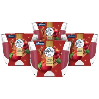 Glade Langanhaltende Duftkerze im Glas, Warm Apple Pie, bis zu 30 Stunden Brenndauer, 4er Pack (4 x 204 g)