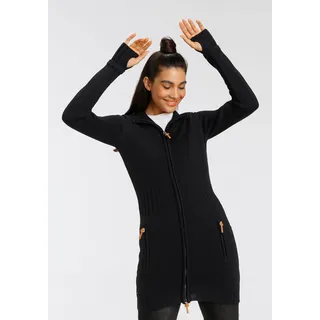KangaROOS Kapuzenstrickjacke in schmeichelnder Longform schwarz
